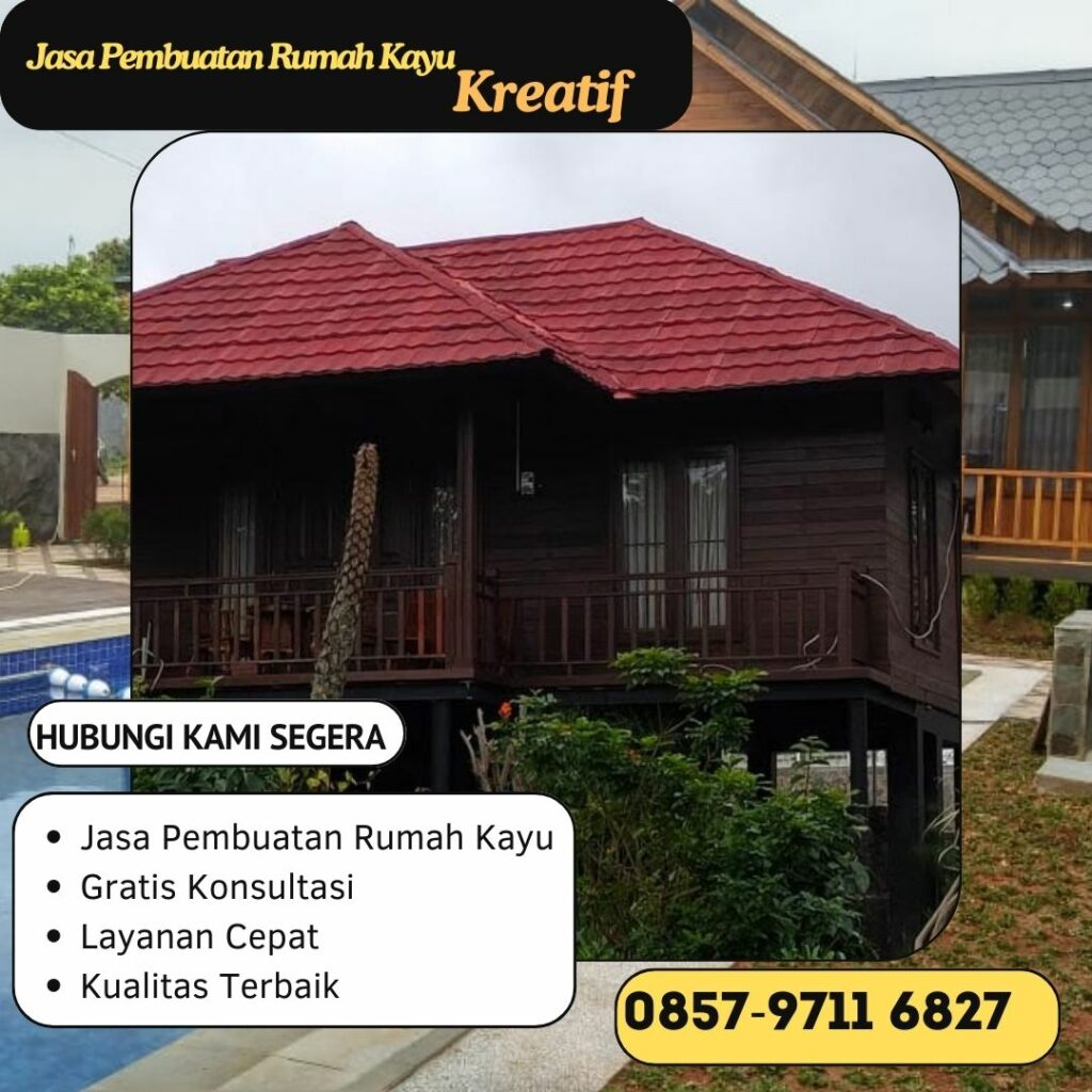 WA 0857-9711-6827 Harga Pembuatan Rumah Kayu Knockdown   Termurah di Melaya Bali 
