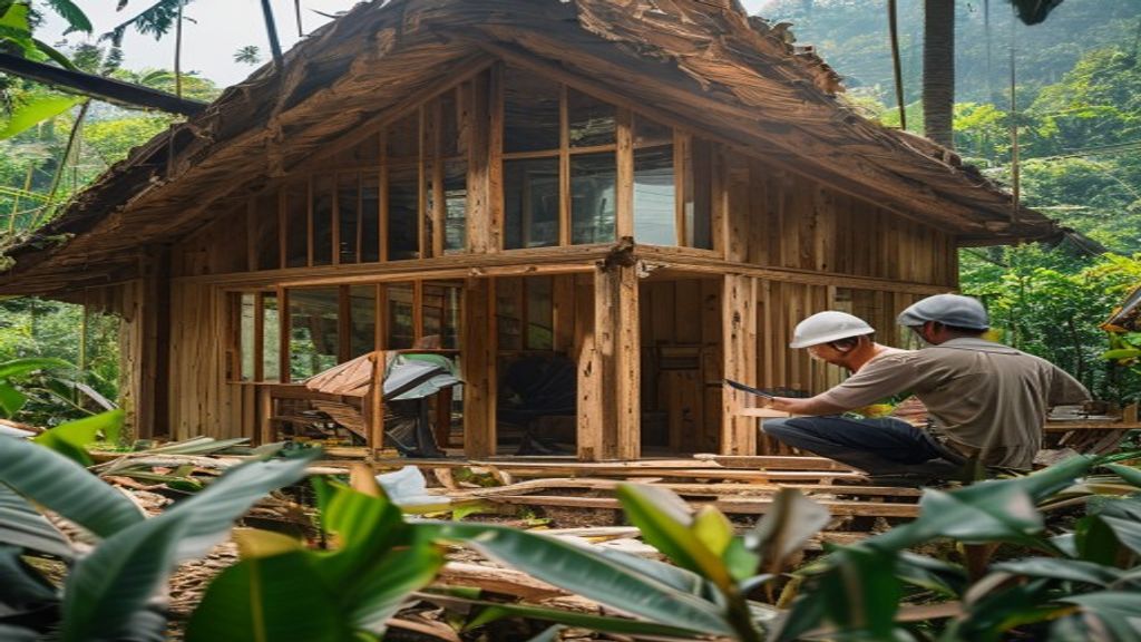 Jasa pembuatan rumah kayu Bandung, desain minimalis, kualitas tinggi, hubungi 0857-9711-6827
